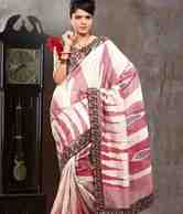 Fnf Wonderful White And Red Bhagalpuri Silk Sarees