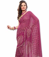 Fabdeal Pink Faux Georgette Printed Saree