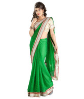 Fabdeal Green Mukaish Embroidered Saree