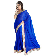 Fabdeal Navy Blue Mukaish Embroidered Saree