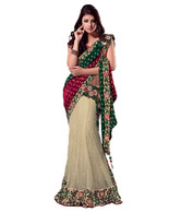 Fabdeal Ripple Cream Embroidered Lehenga Saree