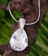 Lencia Gleaming Oval CZ Sterling Silver Pendant