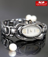 Optima Sleek Silver Studded Watch