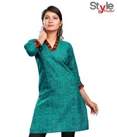 Style by Prafful Lively Aqua Green Cotton Kurti