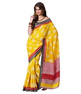 Prafful Adorable Yellow Printed Bhagalpuri Silk Saree