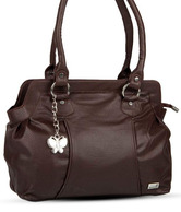 Butterflies Dark Brown Textured Handbag