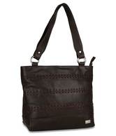 Butterflies Coffee Brown Stitched Handbag