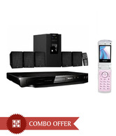Philips 5.1 DSP 30U Speakers with Philips DVP 3608 DVD Player and Sharp SH6017D Phone