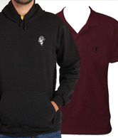Go Untucked Maroon-Black Combo of Sweatshirt & T-Shirt