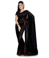 Designersareez Faux Georgette Black Saree