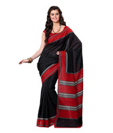 Prafful Winsome Black-Red Printed Bhagalpuri Silk Saree