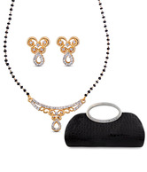 Oleva AD Studded Gleaming Mangalsutra Set & Clutch Bag Combo