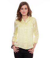 United Colors Of Benetton Smart Lime Yellow Cotton Shirt