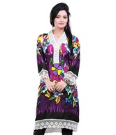 FNF Purple Cotton Printed Kurti