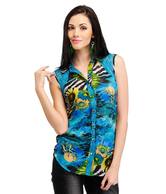 Yepme Jenna Aqua Blue Floral Print Tunic Top