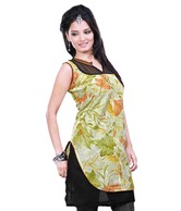FNF Olive Green Cotton Printed Kurti
