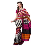 Prafful Fuchsia Pink-Off White Printed Bhagalpuri Silk Saree