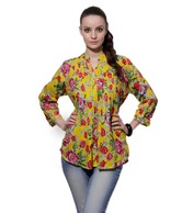 Teemoods Bewitching Yellow-Red Printed Tunic Top