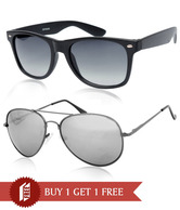 Joe Black Modish Grey-Mercury aviator Buy 1 Get 1 Matte Black Wayfarer Free