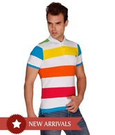 United Colors of Benetton White-Red  Polo T Shirt