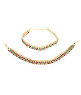 Adhira Pair of String Multi-coloured Payals