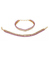 Adhira Pair of String Purple & Golden Payals