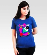 Incynk Royal Blue Graphic Printed  T-Shirt
