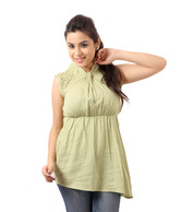 Sepia Chic Light Green Cotton Tunic Top
