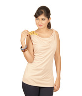 Sepia Beige Cowl Neck Top