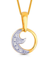 Asmi Diamond Studded Moon Shaped Gold Pendant