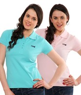 T-Go Teal Blue & Pink Cotton Tees Pack Of 2