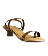 Catwalk Shiny Bronze Kitten Heel Sandals