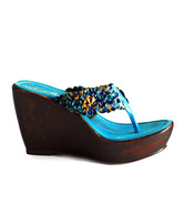 Catwalk Turquoise Blue Slip-on Wedge Heels