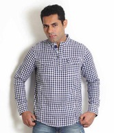Globus Navy Checkered Casual Shirt