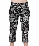 Sportelle Black-White Cotton Lycra Capris