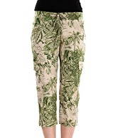 Sportelle Green-White Cotton Lycra Capris