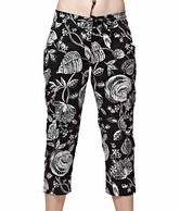 Sportelle Black-White Cotton Lycra Capris