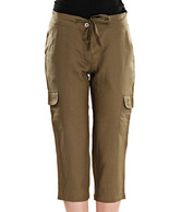 Sportelle Mehendi Green Linen Capris