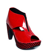 Butterfly Checkered Red Heel Sandals