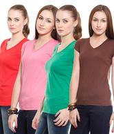 Fort Collins Green-Brown-Red-Pink Tees Pack Of 4