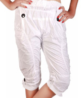 Teemoods White Wrinkled Cotton Capris