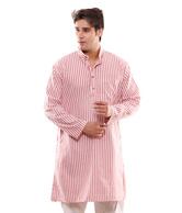 Zion Red & White Striped Men's Kurta