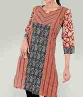 Aaneri Black-Maroon Block Printed Kurti
