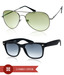 Joe Black Ultimate Grey-Green Aviator Buy 1 Get 1 Black Wayfarer Free