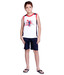 Happy Hours White T-Shirt & Navy Blue Shorts For Kids