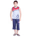 Happy Hours Grey T-Shirt & Navy Blue Capri For Kids