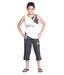 Happy Hours Challenger White T-Shirt & Dark Grey Capri For Kids