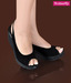 Butterfly Elegant Black Wedge Heel Sandals