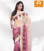 MohManthan Cream-Red Fabulous Net Saree With Semi-Stitched Blouse