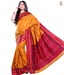 Aapno Rajasthan Modish Tangerine Red-Mustard Saree With Unstitched Blouse